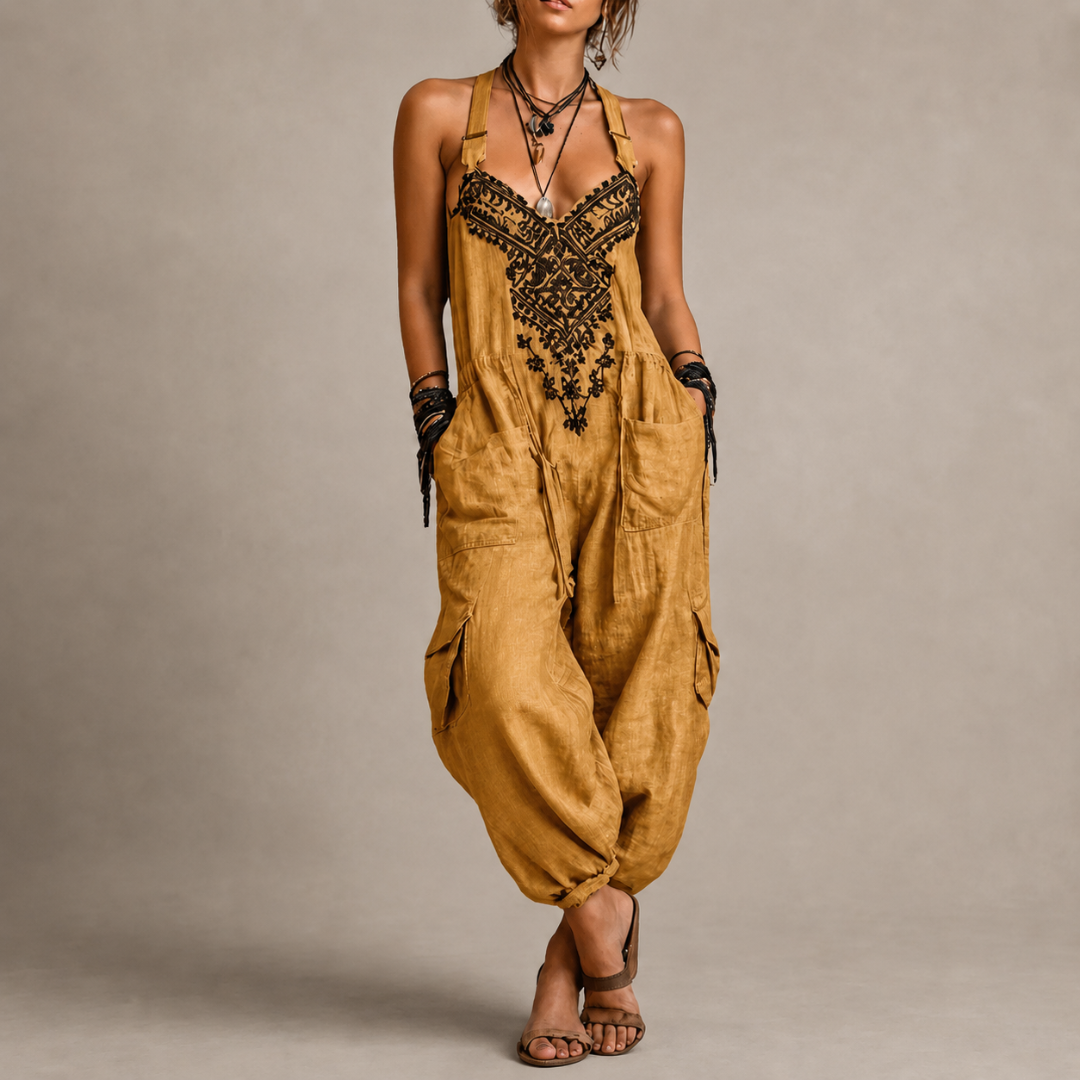 Iida – Kirjailtu boheemi jumpsuit
