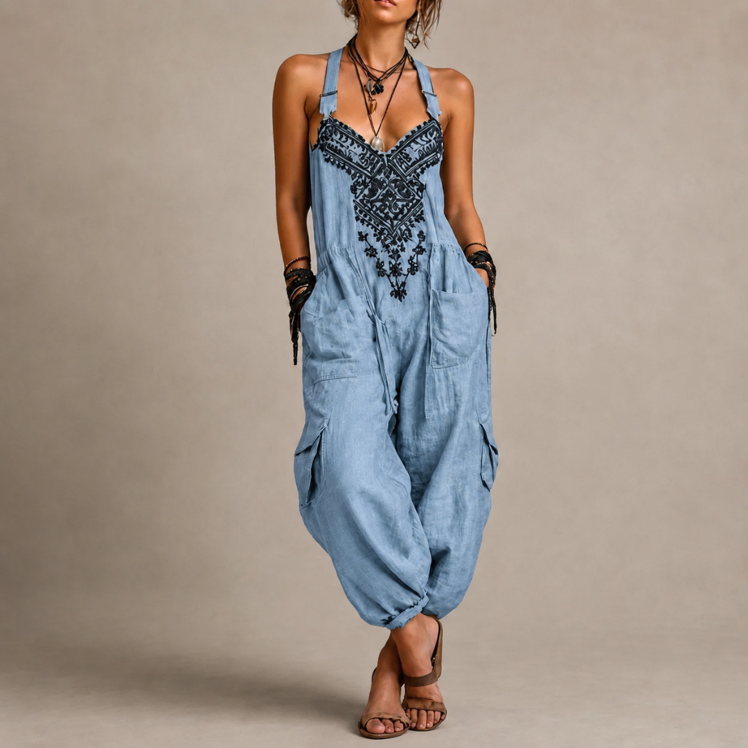 Iida – Kirjailtu boheemi jumpsuit